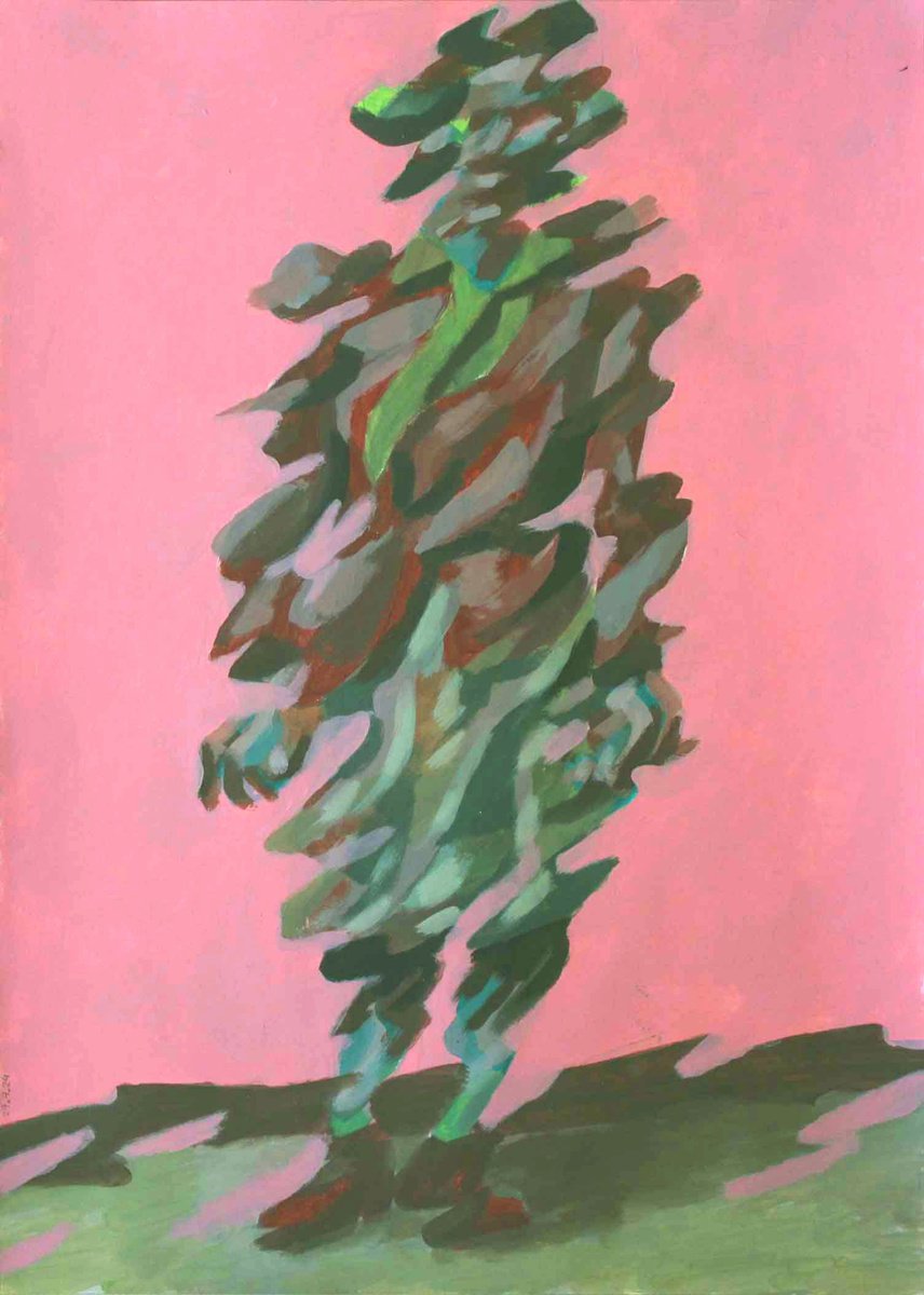 Expressive Portrait Acrylic Painting By Martin Singer, 12 X 16", Full Length Woman, Original Artwork