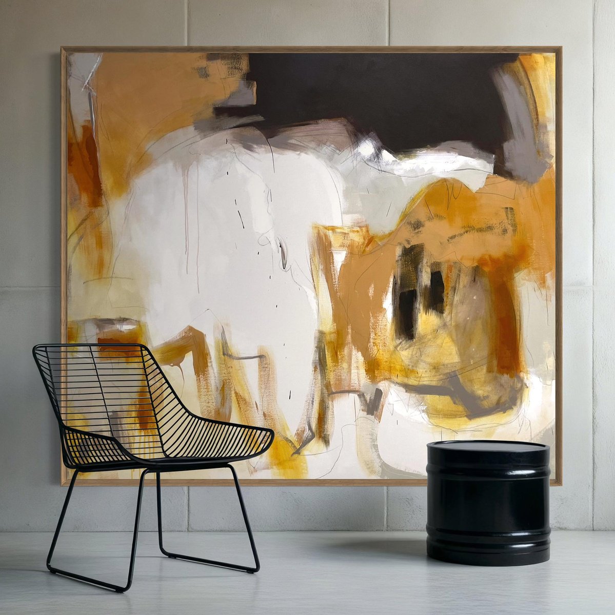 Expressive Abstract Acrylic Painting By Cheryl Harrison, 63 X 55, The Patch, Original Artwork