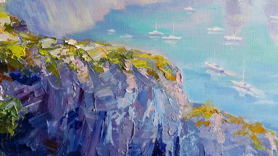 Painting Capri Faraglioni Rocks - italian landscape original oil art