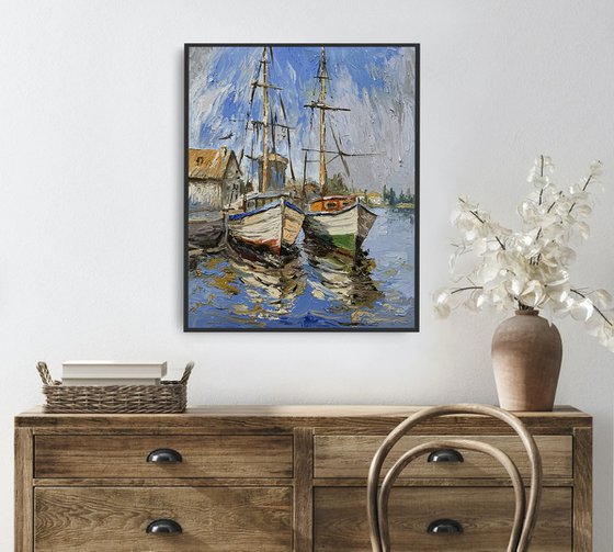 Harbor Boats Reflection.