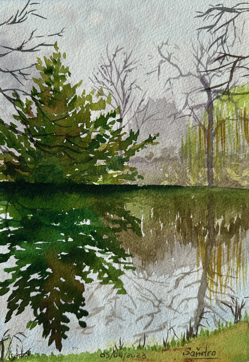 Impressionistic Watercolour , Early Spring In The Park By Oleksandra Padushyna, 7 X 10, Artwork For Sale On Artfinder
