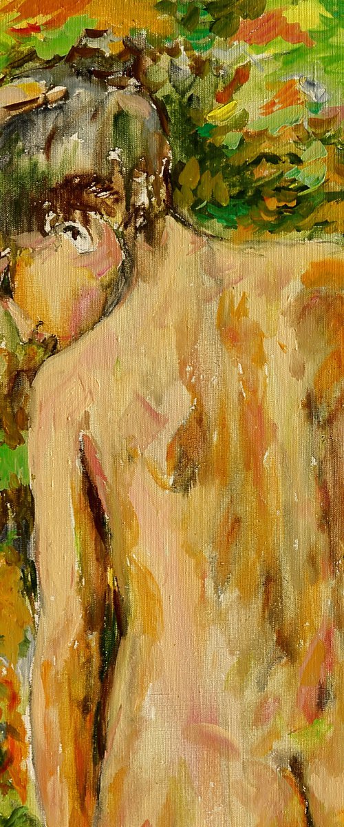 Looking at Clouds - Nude Art - Oil Painting - Large Size - Bedroom - Hotel Decor - 160x74 by Karakhan