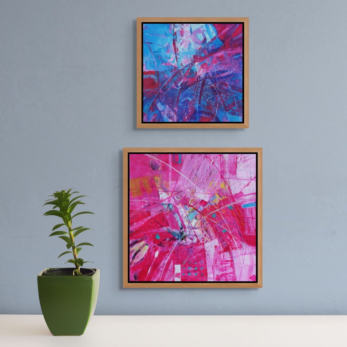 Small Abstract Paintings, Set Of Two By Sage Mountain Studio, 12 X 12, Artwork For Sale On Artfinder
