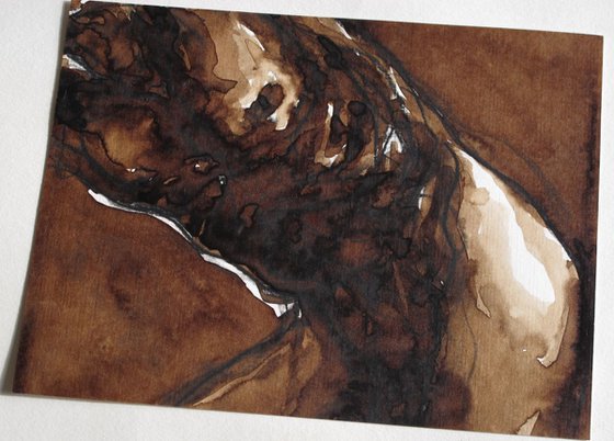 Male nude - miniature in walnut stain