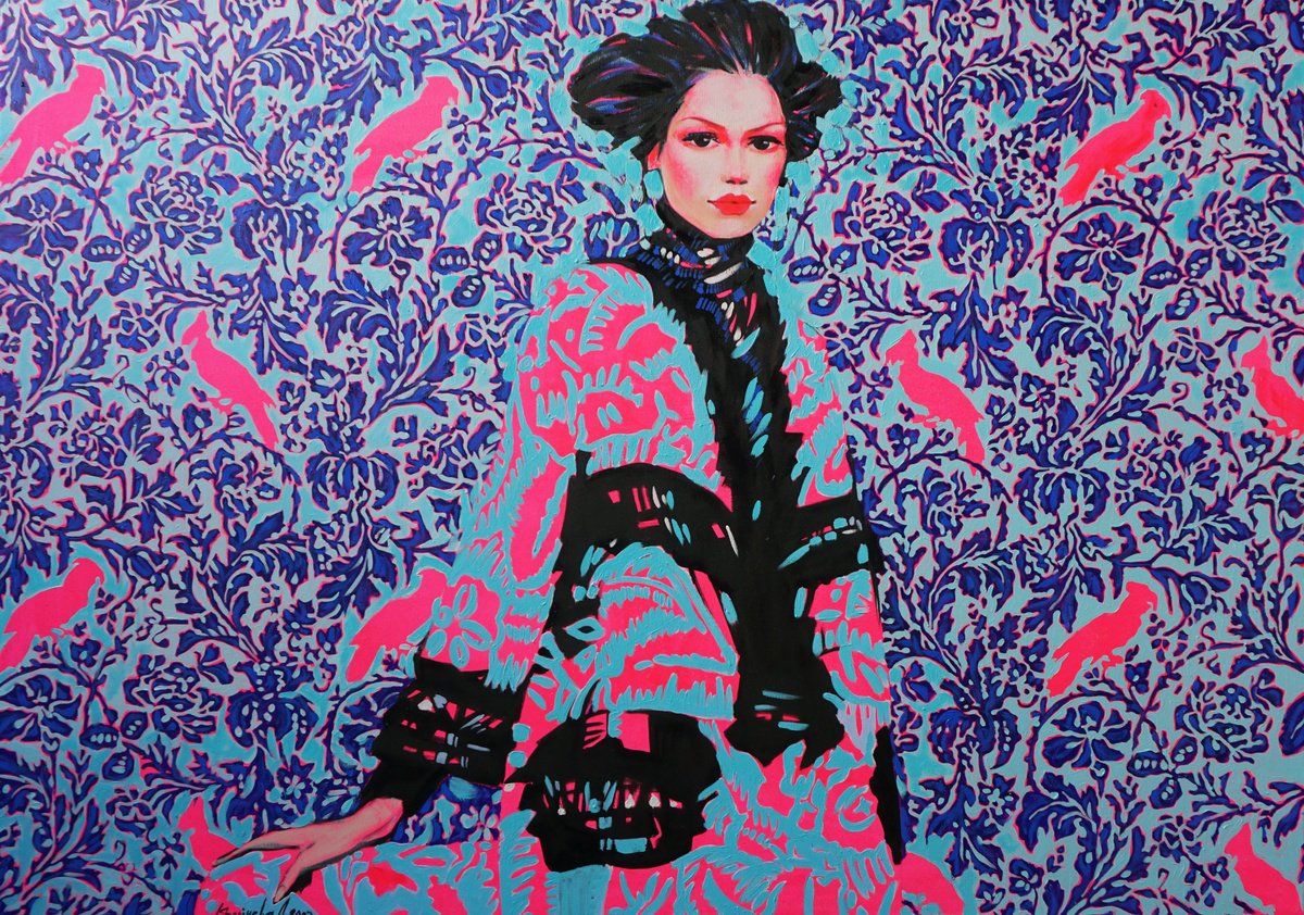 Impressionistic Portrait Oil Painting By Anastasiia Kraineva (Masniuk), 55 X 39, Paradise Bird, Original Artwork