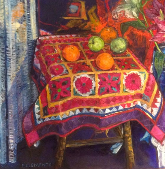 Still life with red Kimono and Chair