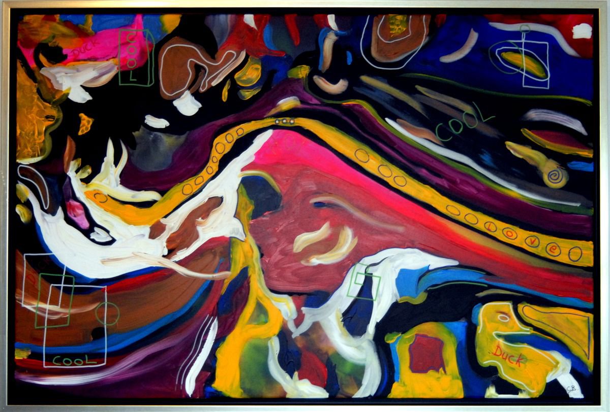 Abstract Animal Acrylic Painting By Cb., 49 X 33, Abstract On Canvas 114, Original Artwork