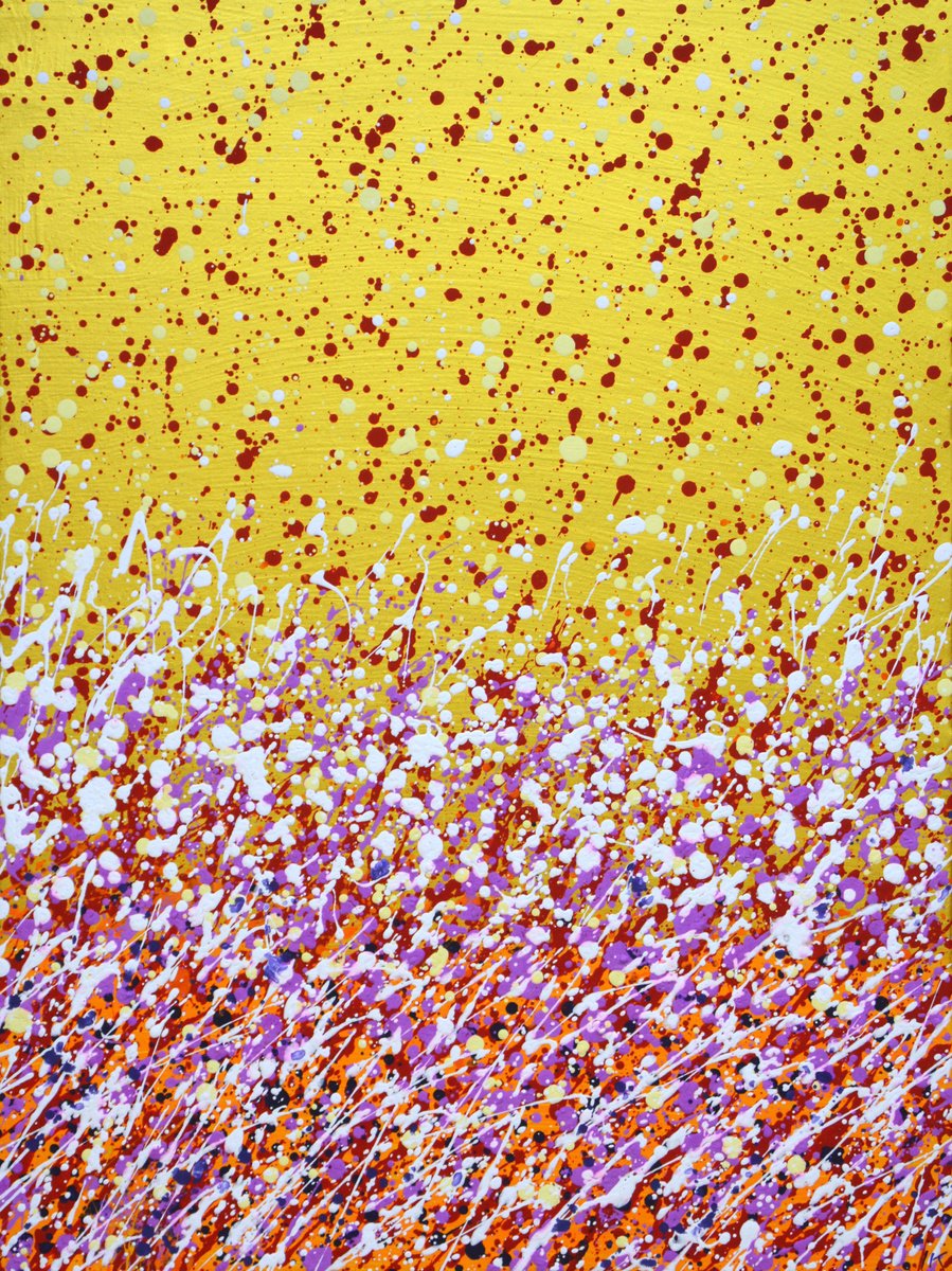 Expressive Botanical Acrylic Painting By Iryna Kastsova, 24 X 31, Field Of Magic 2., Original Artwork