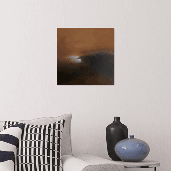 A breath of wind 30x30 cm  - gold particles original oil painting landscape gift modern urban art office art decor home decor gift idea