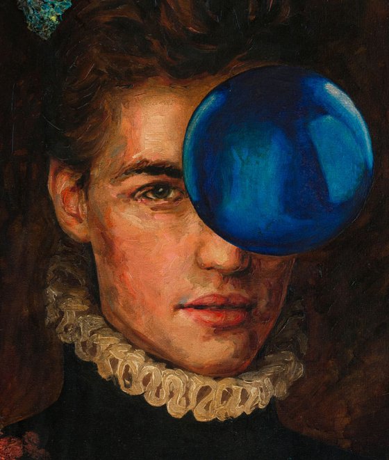 Gothic Portrait with a Blue Ball