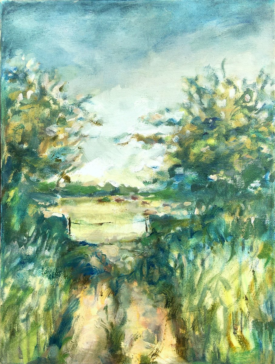 Impressionistic Landscape Oil Painting By Guy Pickford, 12 X 15, Golden Years, Original Artwork