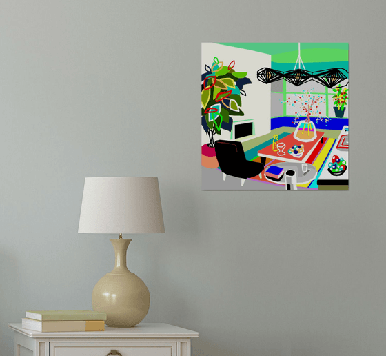 The living room (El salón viviente) (pop art, interiors)