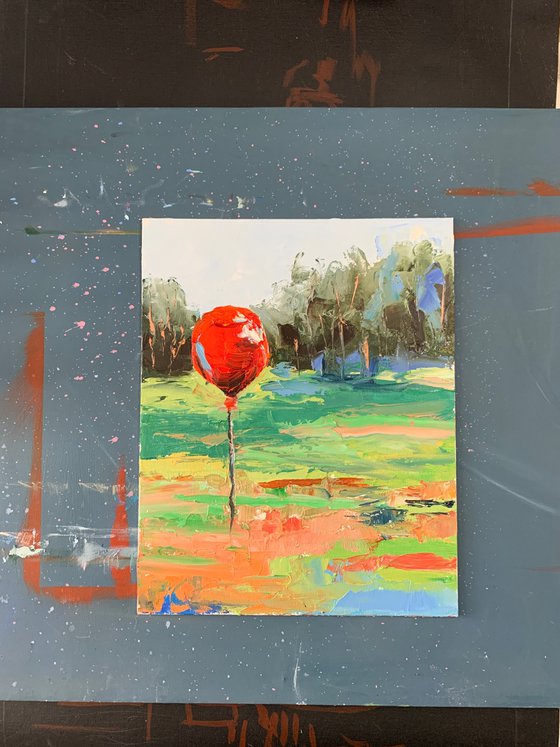 Landscape with an air balloon.