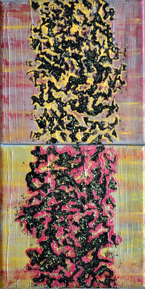 Atomic Eyed Magnets - Original Modern Abstract Art Painting on Diptych Canvas Ready To Hang
