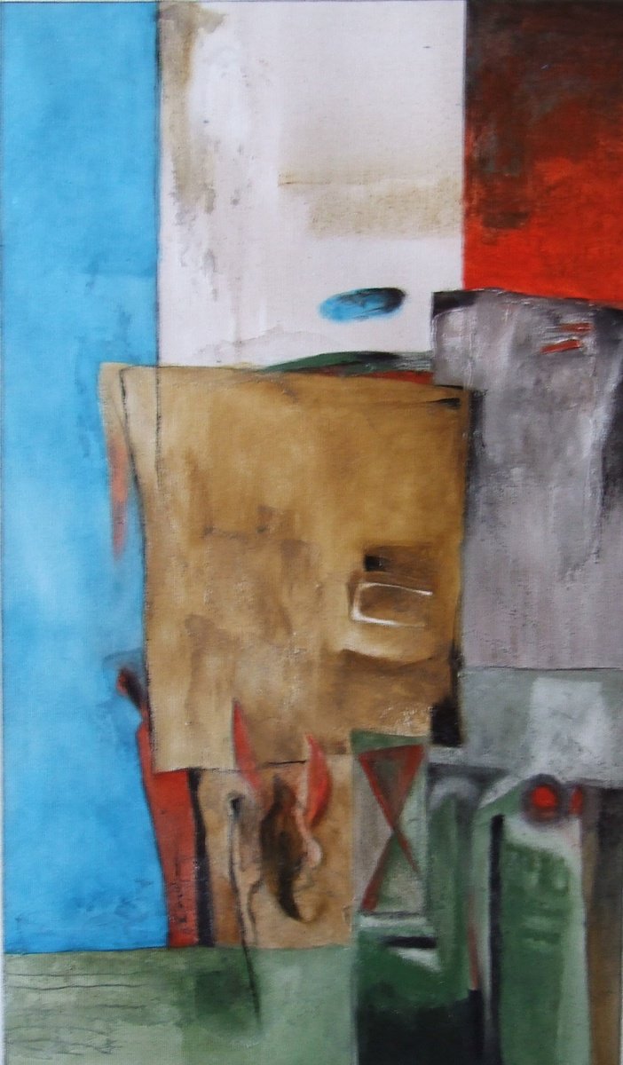 Abstract Oil Painting By Csaba Csendes, 12 X 21, KitekintS?, Original Artwork