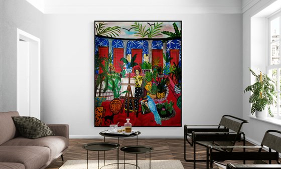 Casa de Frida - oil & acrylic on canvas - free shipping