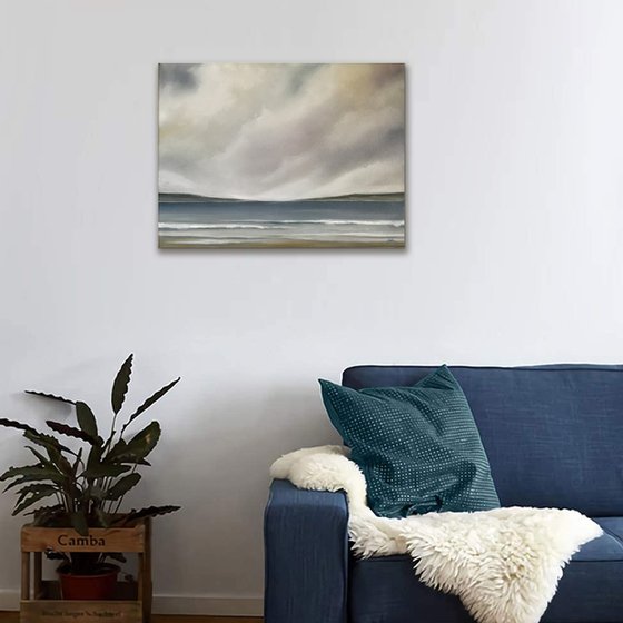 Beneath The Silent Skies - Original Seascape Oil Painting on Stretched Canvas