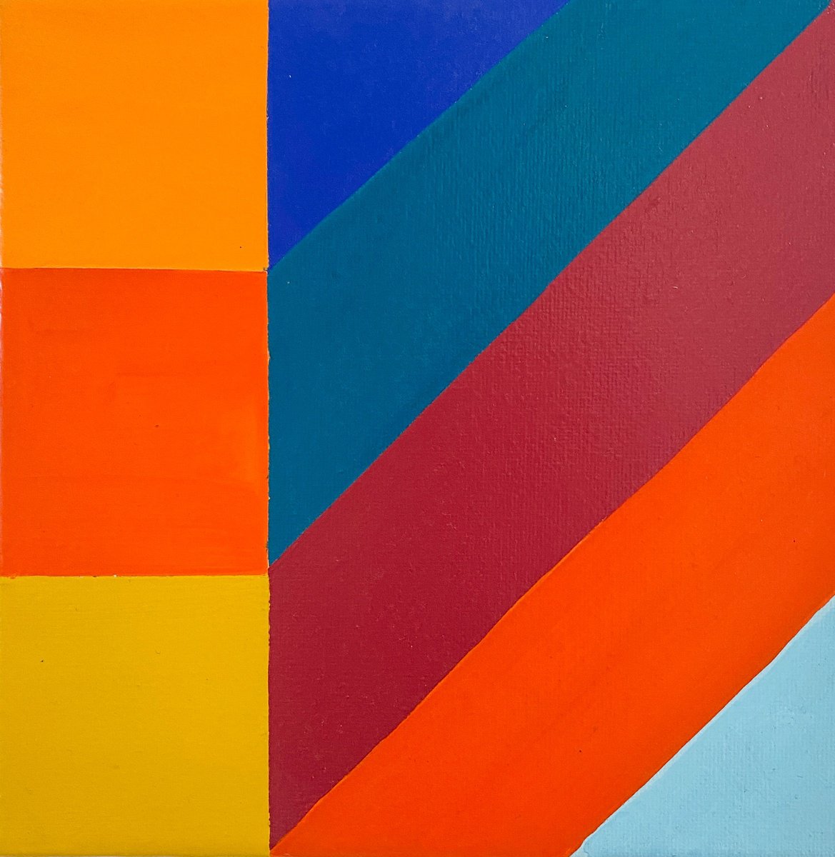 Geometric Cityscapes Acrylic Painting By Jessica Moritz, 8 X 8, Rainbow Corridor,Escapism, Original Artwork