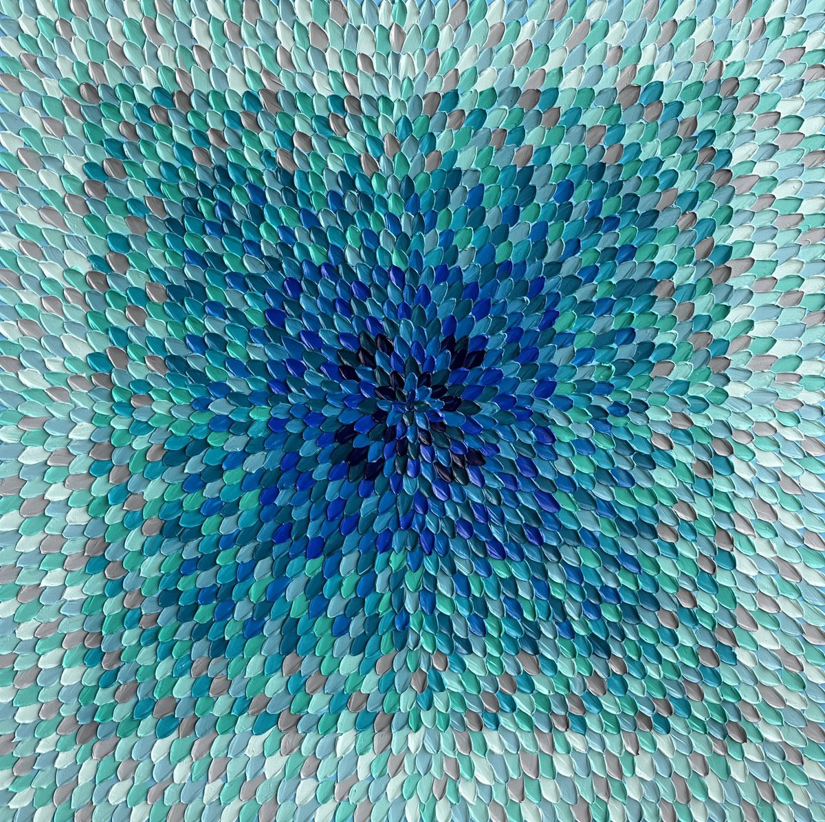 Geometric Abstract Acrylic Painting By Guzaliya Xavier, 36 X 36, Coastal Breeze Ii, Original Artwork