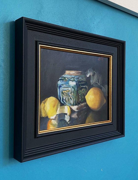 Turquoise pot & Lemons.