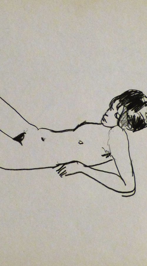 Reclining Nude, 24x32 cm by Frederic Belaubre