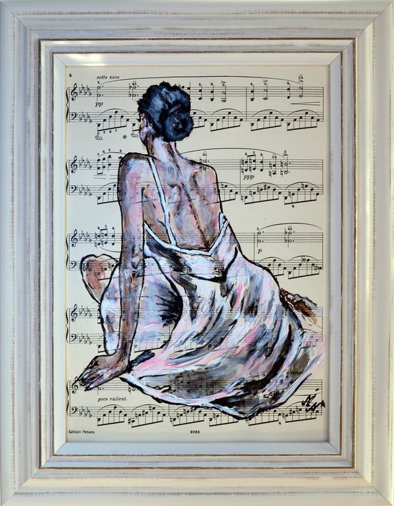 Framed Ballerina III -Vintage Music Page, GIFT idea