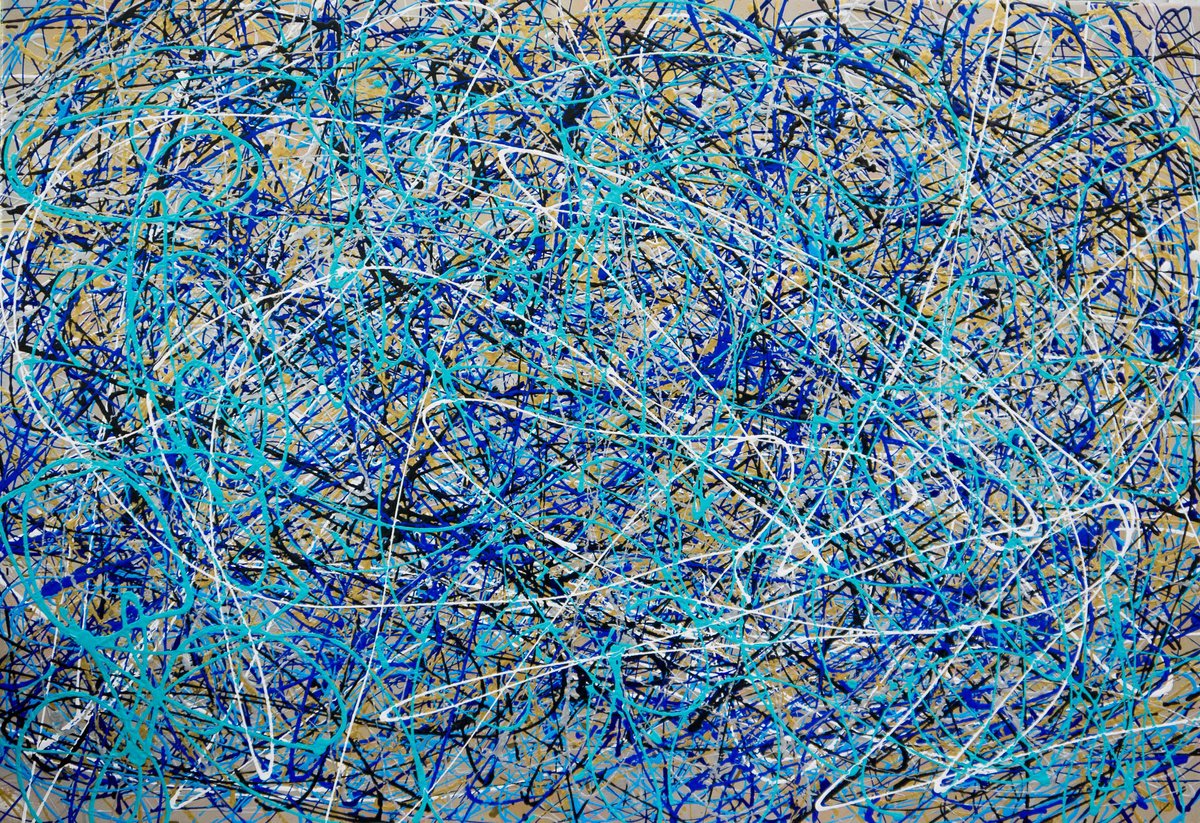 Expressive Abstract Acrylic Painting By Km Arts, 47 X 31", An Alternative Reality, Original Artwork