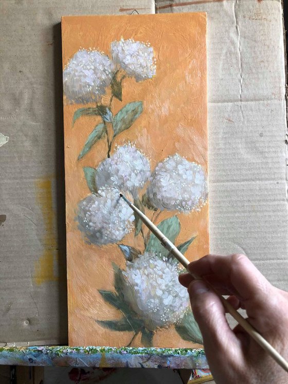 White Flowers Oil Painting