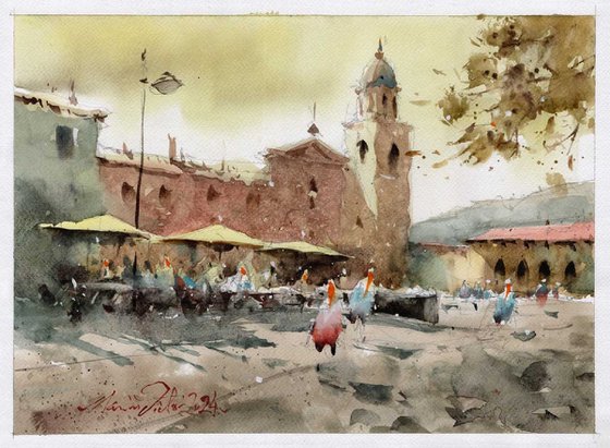 Sirolo, Le Marche, watercolor, 2024