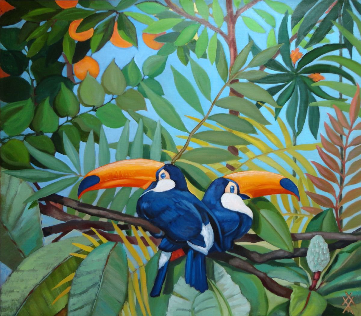 Toucans in the rainforest by Alla Khimich