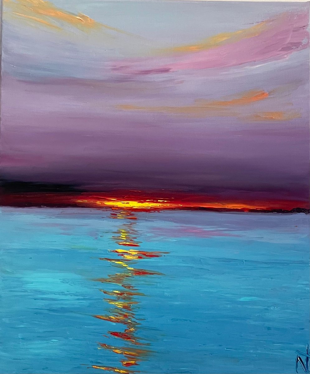 Expressive Landscape Oil Painting By Anastasiia Novitskaya, 20 X 24, Pleasant Shades, Original Artwork