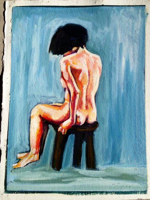 Sitting nude study by Sandi J. Ludescher
