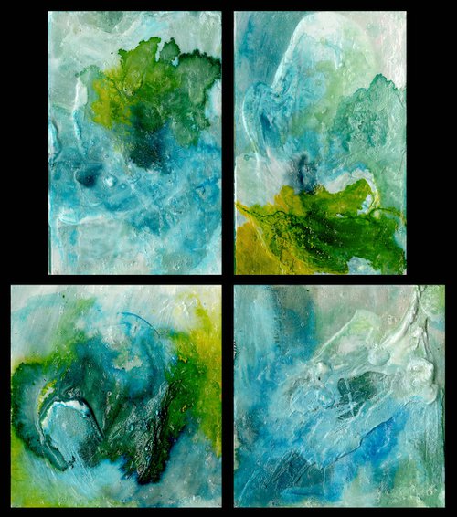 Ethereal Dream Collection 1 - 4 Small Mixed Media Paintings by Kathy Morton Stanion by Kathy Morton Stanion
