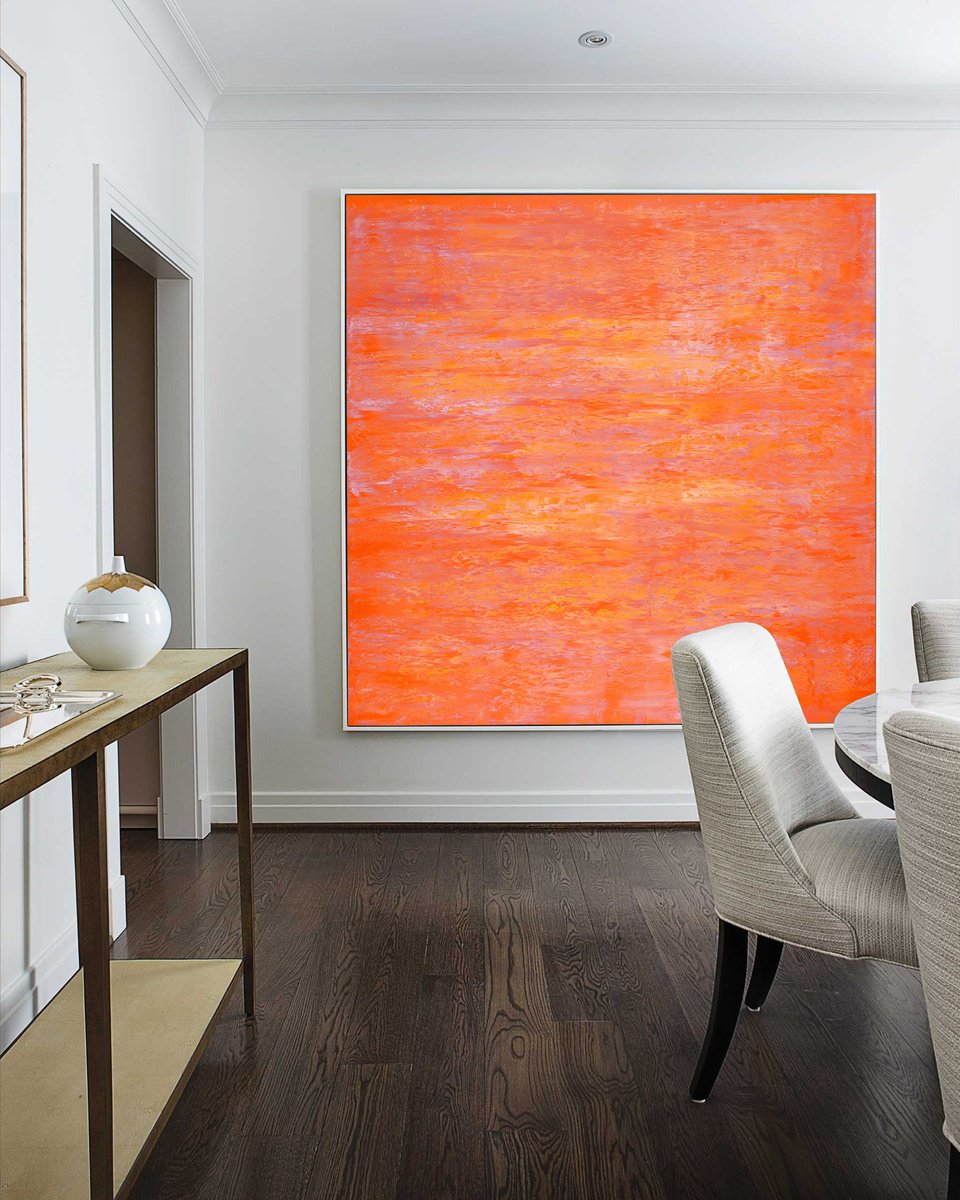 Abstract Oil Painting By Nataliia Sydorova, 75 X 75", Ember Sky, Original Artwork