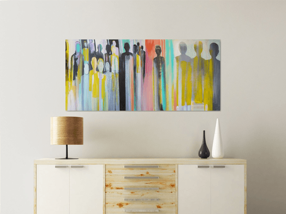 Tous ensemble - All together (contemporary semi abstract painting)