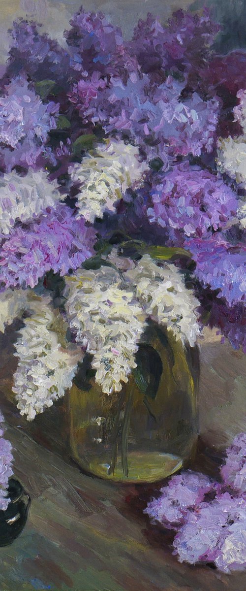 The Night Lilacs - Lilac painting by Nikolay Dmitriev