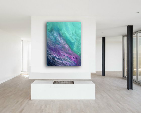 "Flow" - Original Large Abstract PMS Acrylic Painting - 36 x 48 inches
