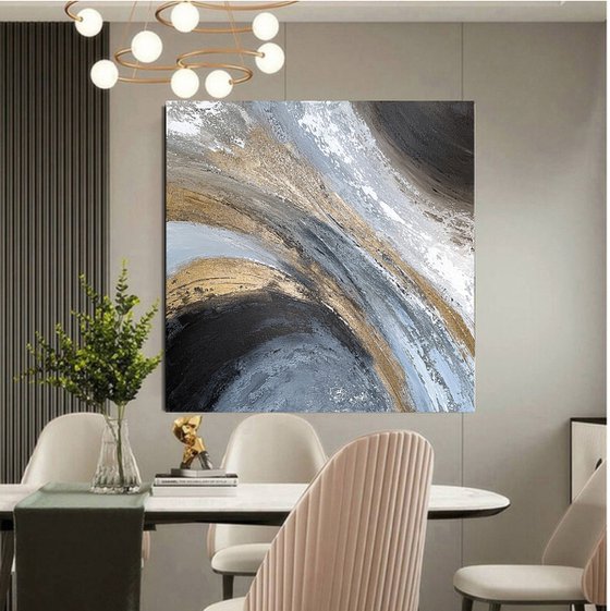 Golden Motion in Blue and Stone.Gold Textured