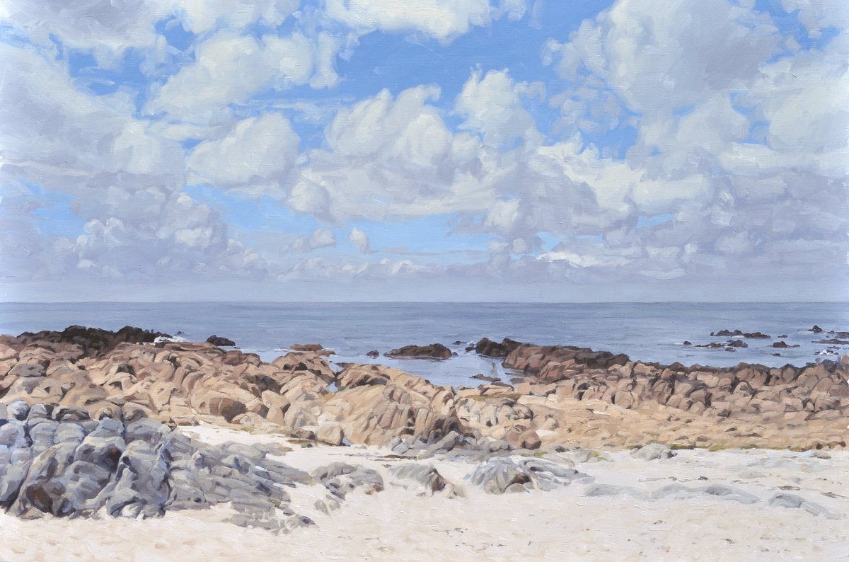 The wild coast at Le Croisic, beach at low tide by ANNE BAUDEQUIN