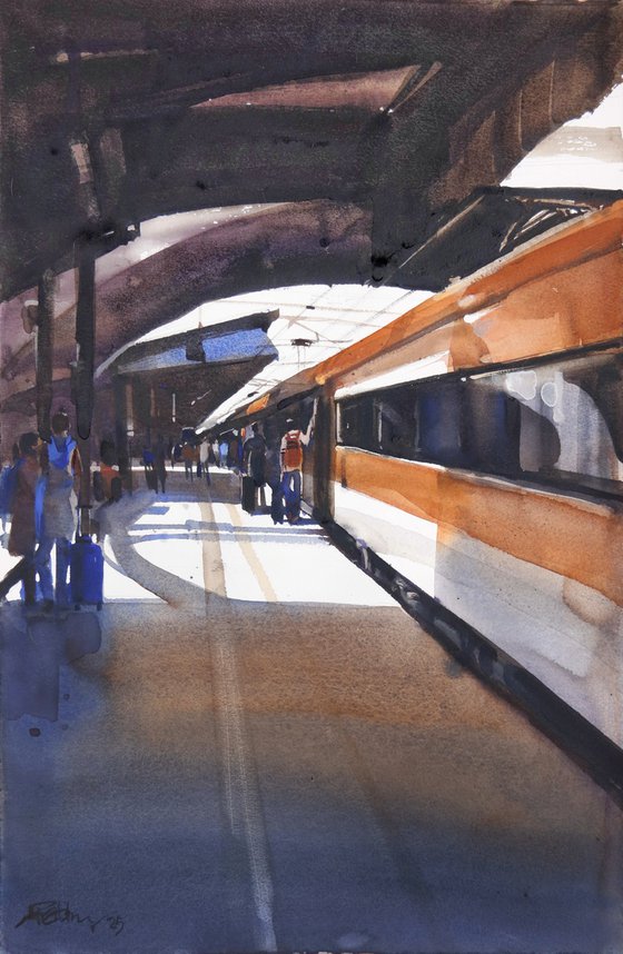 Light-in train in station