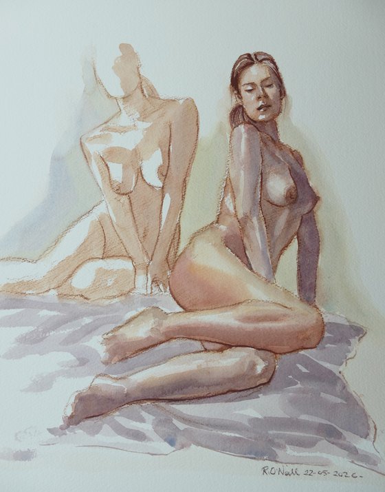 Seated female nude 2 poses