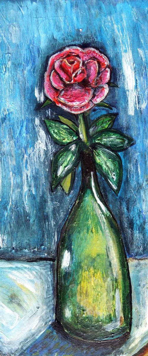 Red Rose in the Green Bottle by Elizabeth Vlasova
