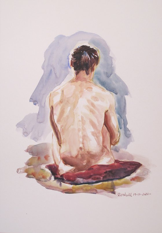 Seated male nude