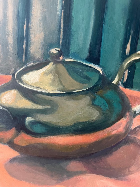 Teapot and apple still life