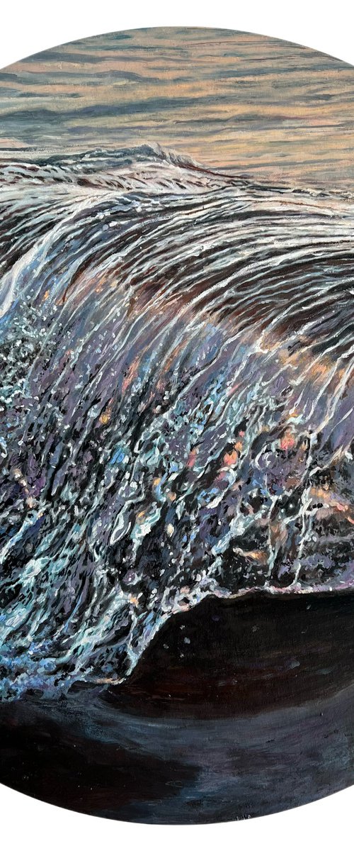 CRYSTAL WAVE - Original oil painting; Seascape; Splash; Summer; Oil painting; waves; Sea; Ocean; by Daria Dudochnykova