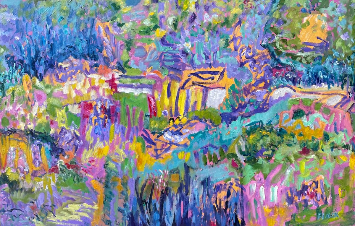 Organic Botanical Oil Painting By Maureen Finck, 36 X 24", Barely Rosemary, Original Artwork