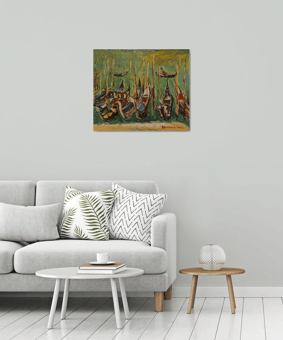 Venice, Evening - Landscape with Canals - Cityscape - Oil Painting - Gift - Living Room Decor