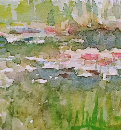 Water lilies. Sketch #1. Original watercolour painting. by Yury Klyan