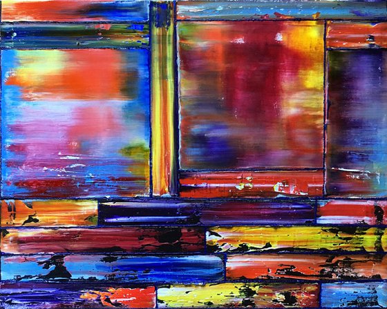 "Triplets" - Save As Series - Original Extra Large PMS Abstract Triptych Oil Paintings On Canvas - 66" x 48"