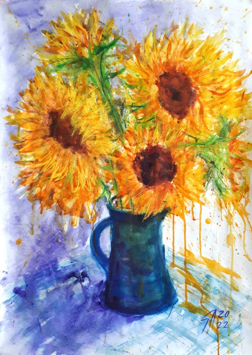Sunflowers... /  ORIGINAL PAINTING by Salana Art Gallery